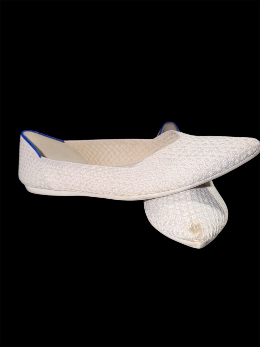 Rothy's Pointy Ladies White Flats, Size 8.5